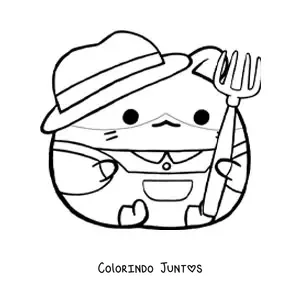 Desenho para colorir de hamster fazendeiro kawaii grande