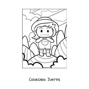 Desenho para colorir de caricatura de fazendeira kawaii