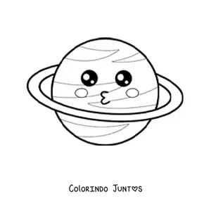 Desenho para colorir de planeta kawaii grande animado