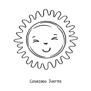Desenho para colorir de Sol kawaii grande animado sorrindo