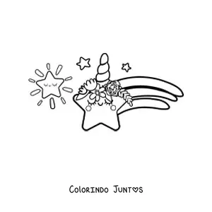 Desenho para colorir de estrela cadente kawaii