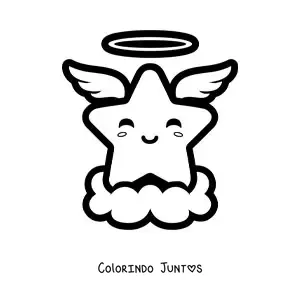 Desenho para colorir de estrela anjo kawaii