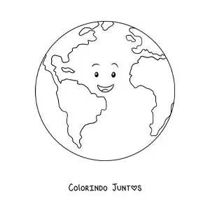 Desenho para colorir da Terra feliz