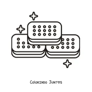 Desenho para colorir de três sanduíches de sorvete em formato de pirâmide com brilhos