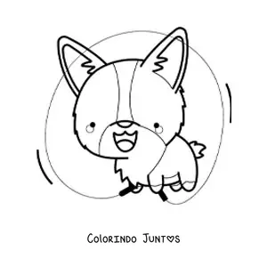 Desenho para colorir de cachorro kawaii animado pulando corda
