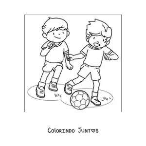 Desenho para colorir de crianças jogando futebol
