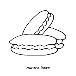 Desenho para colorir de três biscoitos recheados