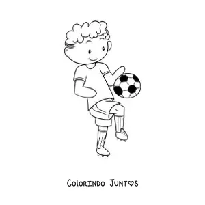Desenho para colorir de menino jogador de futebol