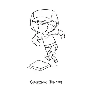 Desenho para colorir de jogador de beisebol correndo para uma base