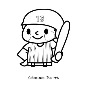 Desenho para colorir de jogador de beisebol kawaii