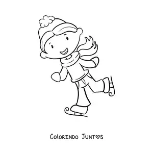 Desenho para colorir de menino patinando no gelo