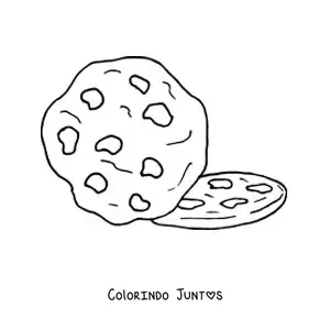 Desenho para colorir de dois biscoitos com gotas de chocolate