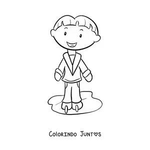 Desenho para colorir de menino patinando no gelo fácil