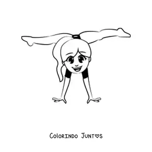 Desenho para colorir de menina fazendo ginástica