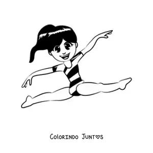 Desenho para colorir de menina fazendo ginástica fácil