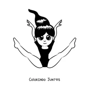 Desenho para colorir de menina fofa fazendo ginástica artística