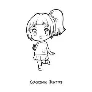 Desenho para colorir de boneca kawaii chibi com uniforme de saia