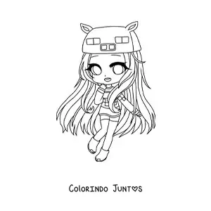 Desenho para colorir de garota fashion kawaii chibi com suéter e gorro