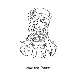 Desenho para colorir de garota fashion kawaii chibi com moda de inverno