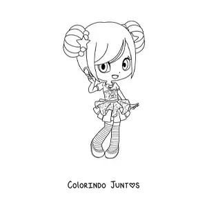 Desenho para colorir de garota fashion kawaii chibi com saia bonita