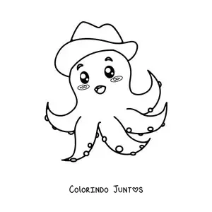 Desenho para colorir de polvo com chapéu