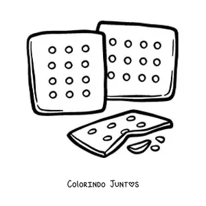 Desenho para colorir de biscoitos quadrados e um partido ao meio
