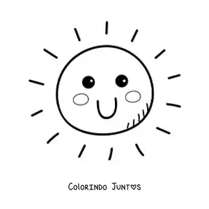 Desenho para colorir de Sol kawaii animado grande