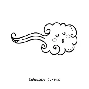 Desenho para colorir de rajada de vento kawaii animada