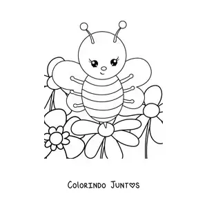 Desenho para colorir de abelha animada na primavera