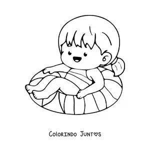 Desenho para colorir de menina kawaii no verão