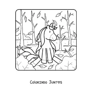 Desenho para colorir de unicórnio no outono