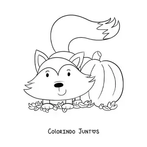 Desenho para colorir de raposa no outono