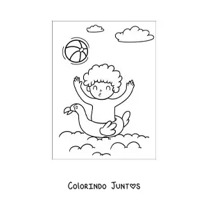 Desenho para colorir de criança feliz no mar