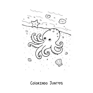 Desenho para colorir de polvo na beira do mar