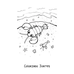 Desenho para colorir de lagostas na praia