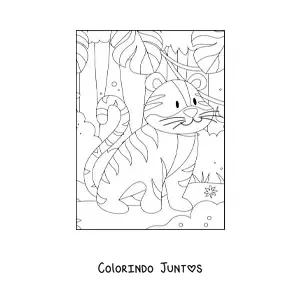 Desenho para colorir de tigre selvagem animado