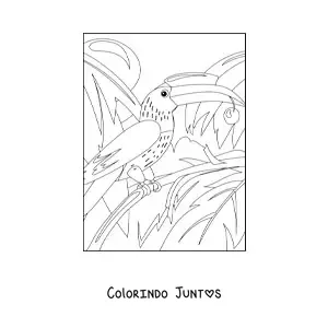 Desenho para colorir de tucano na selva