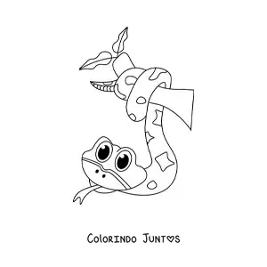Desenho para colorir de cobra kawaii da selva