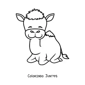 Desenho para colorir de dromedário animado feliz