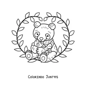 Desenho para colorir de mamãe panda com o filhote