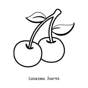 Desenho para colorir de duas cerejas com folhas