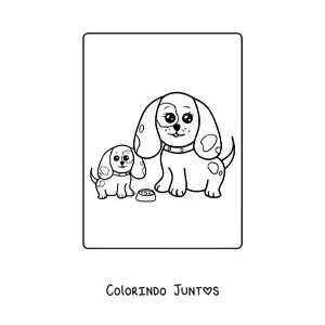 Desenho para colorir de mamãe cachorra com o filhote