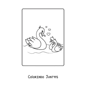 Desenho para colorir de mamãe pata com os patinhos