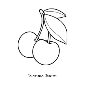 Desenho para colorir de duas cerejas com folhas