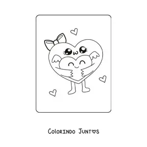 Desenho para colorir de corações animados kawaii