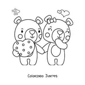Desenho para colorir de ursos apaixonados no Dia dos Namorados