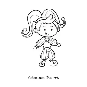 Desenho para colorir de menino fantasiado de Carnaval
