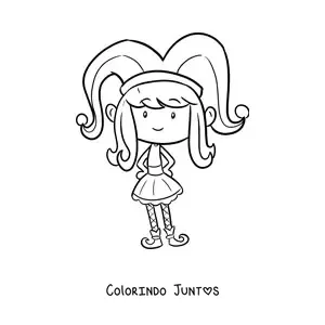 Desenho para colorir de menina com chapéu de Carnaval