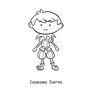 Desenho para colorir de menino fantasiado de Carnaval