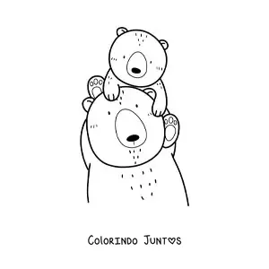 Desenho para colorir de papai urso com seu filhote